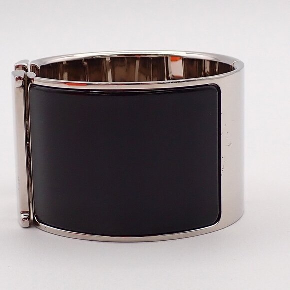 HERMES Logo Clic-Clac H XL Bracelet Black Silver 85RL215 - Picture 13 of 16